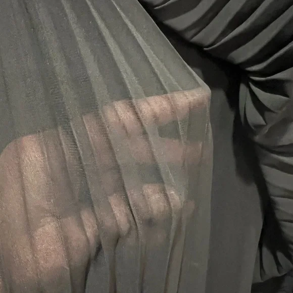 Halston Heritage Black Pleated Evening Gown Goddess Maxi Dress Size 2 - Picture 10 of 15